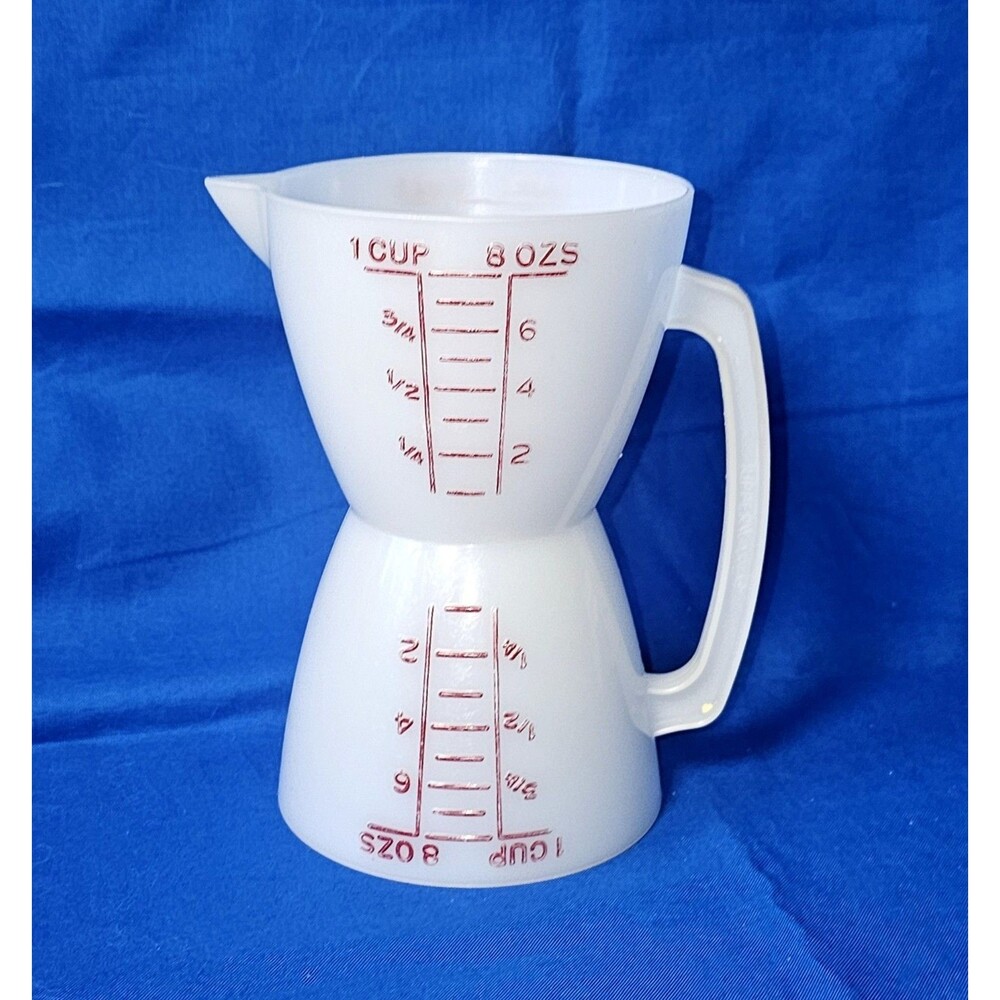 Vintage Tupperware Wet Dry Double Measuring Cup 8oz 1 Cup Two-Sided Hourglass